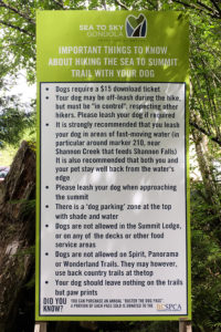 Sign with Dog Policies for the Sea to Summit Trail